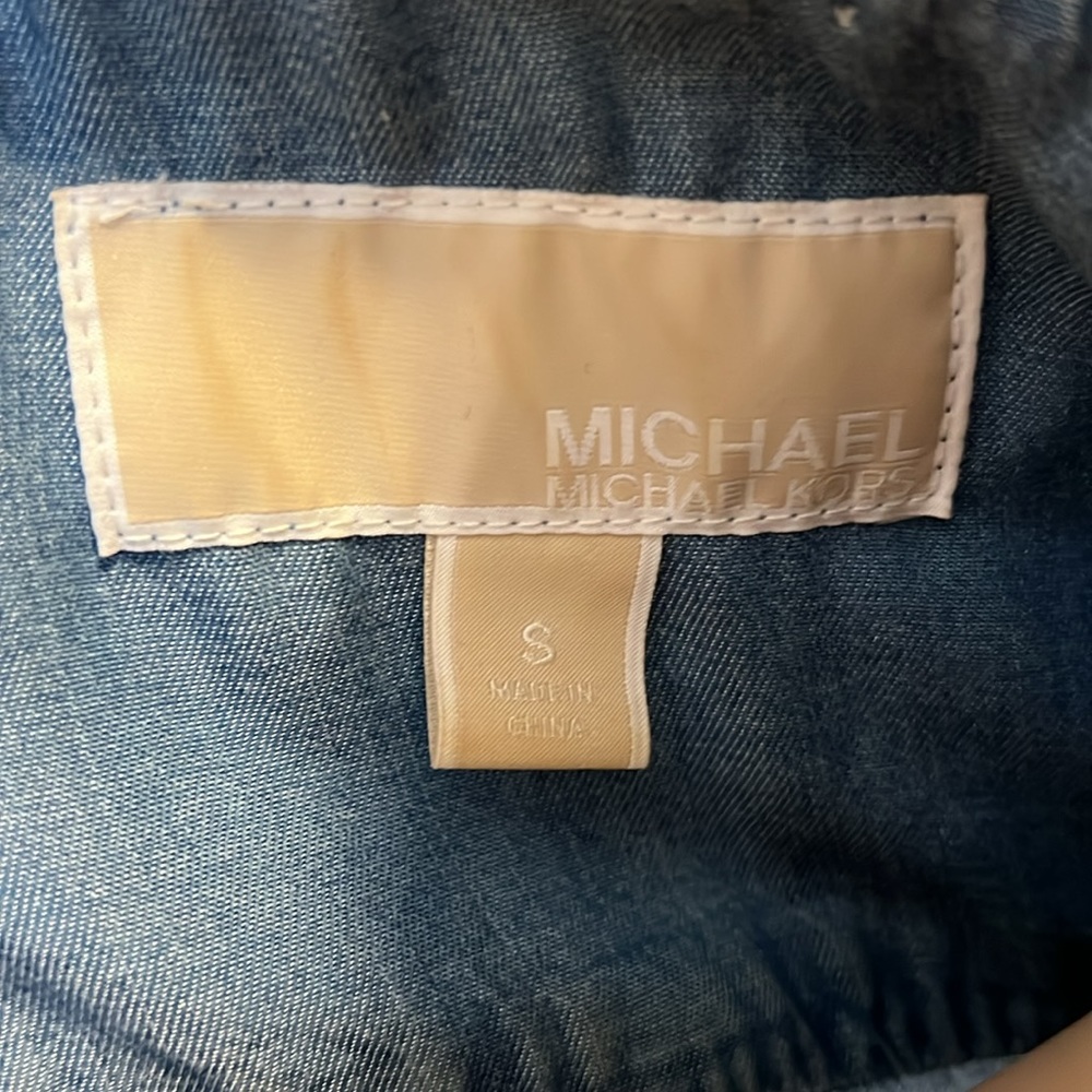 Michael Kors Blue Denim Look Vest with Pockets and Inner Zipper - Picture 7 of 9